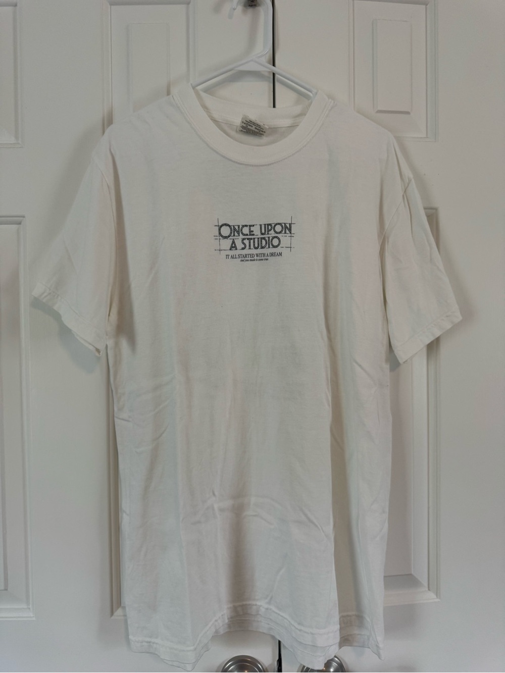 Comfort Colors White Short Sleeve Tee with 'Once Upon A Studio' Print